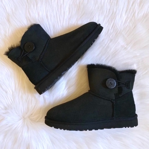 UGG Black Mini Bailey Button II Boots - Picture 2 of 8